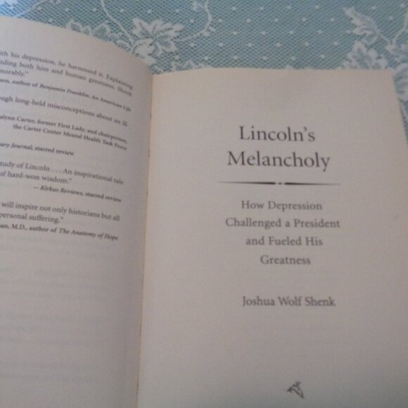 BOOK LINCOLN\'S MELANCHOLY BY JOSHUA WOLF SHENK FIRST MARINER EDITION 2006
